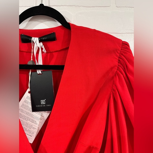 NEW Federica Tosi Poppy Red Wrap Midi Dress | New Federica Tosi Dress - Picture 8 of 10